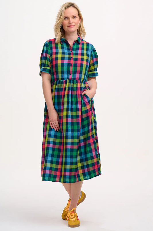 Sugarhill Brighton Willet Midi Smock Dress Multi Midnight Gingham Sugarhill Dress Womens dress A midi smock dress 