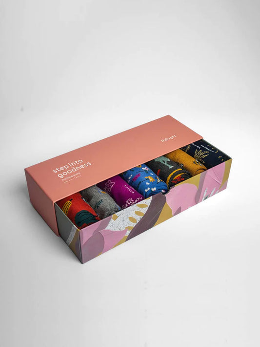 Womens Socks Thought Socks Sock Gift Thought Women's Thought Ginney Patterned Bamboo 7 Pack Sock Gift Box Thought socks