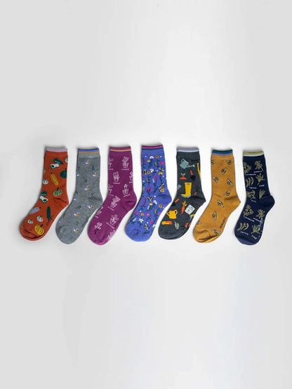 Thought Ginney Patterned Bamboo 7 Pack Sock Gift Box