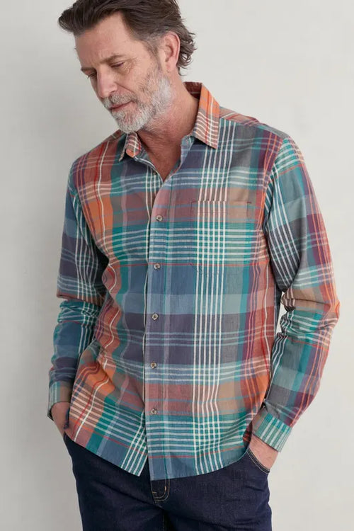 Seasalt Men's Banyan Checked Cotton Shirt Gladsome Mallow