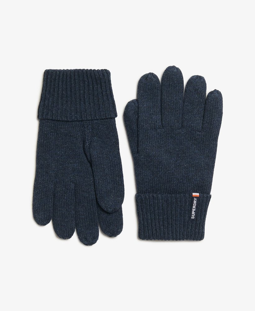 Essential Logo Knitted Gloves Richest Navy Marl Superdry clothing superdry gloves mens gloves