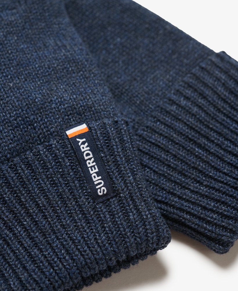 Superdry Essential Logo Knitted Gloves Richest Navy Marl