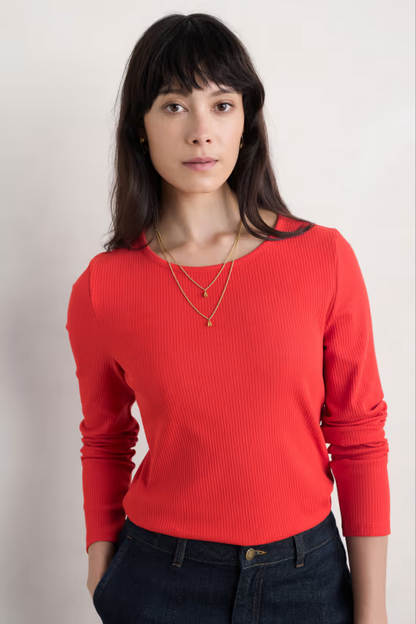 Seasalt Gorse Lane Jersey Rib Top (GOTS) Tomato