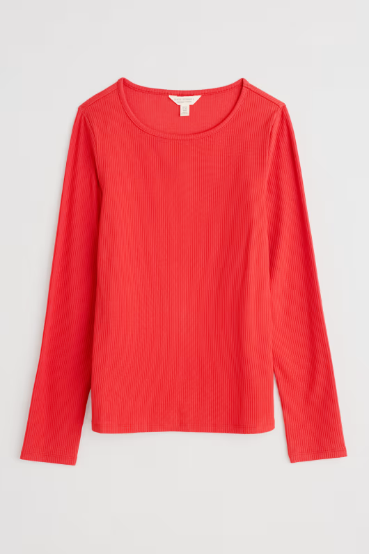 Seasalt Gorse Lane Jersey Rib Top (GOTS) Tomato