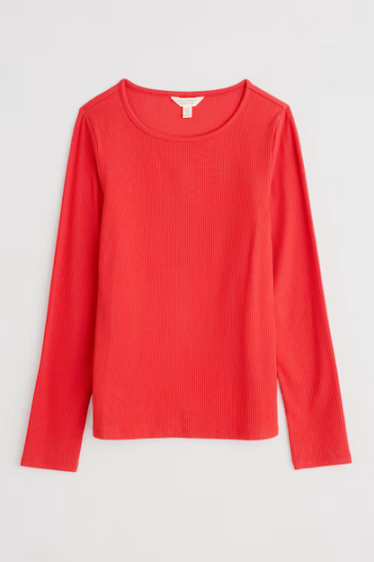 Seasalt Gorse Lane Jersey Rib Top (GOTS) Tomato