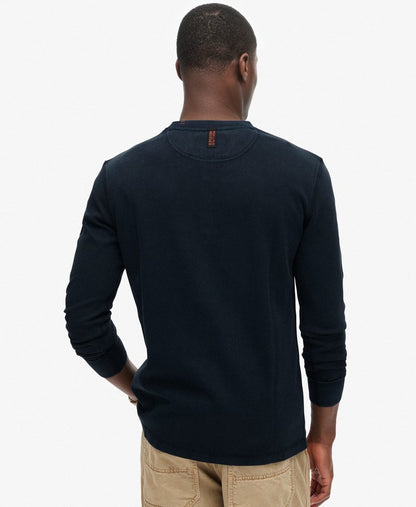 Superdry Vintage Textured Grandad Top Eclipse Navy