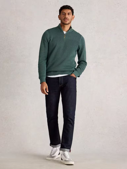 White Stuff Attadale Funnel Neck Long Sleeve Jumper Dark Green Mens Jumper White Stuff Clothing