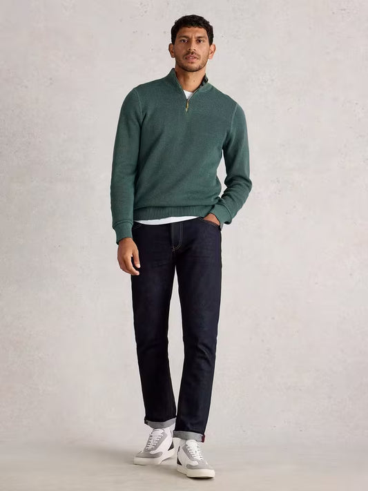 White Stuff Attadale Funnel Neck Long Sleeve Jumper Dark Green Mens Jumper White Stuff Clothing