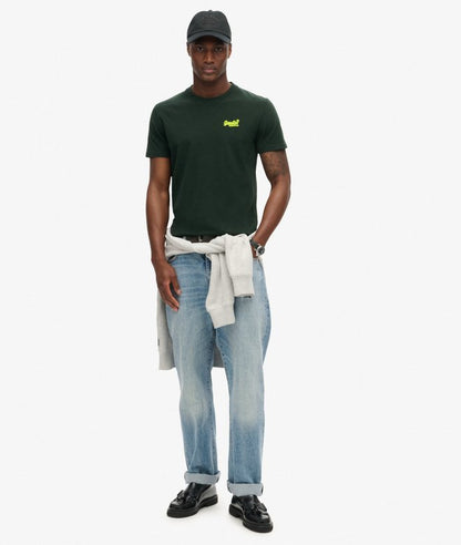 Superdry Organic Cotton Essential Logo T-Shirt Forest Green/Fluro Yellow