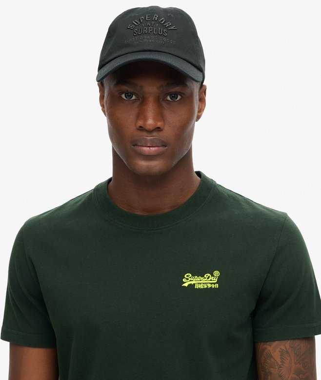 Superdry Organic Cotton Essential Logo T-Shirt Forest Green/Fluro Yellow