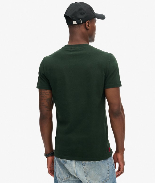 Superdry Organic Cotton Essential Logo T-Shirt Forest Green/Fluro Yellow
