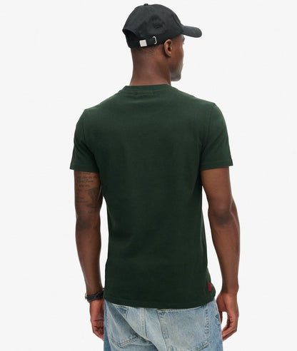 Superdry Organic Cotton Essential Logo T-Shirt Forest Green/Fluro Yellow