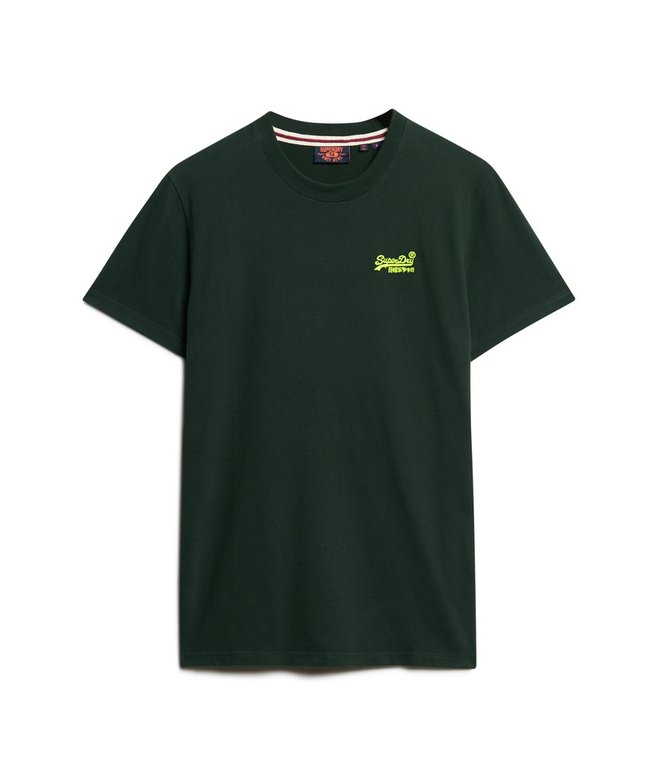Superdry Organic Cotton Essential Logo T-Shirt Forest Green/Fluro Yellow