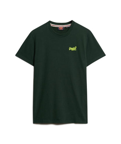 Superdry Organic Cotton Essential Logo T-Shirt Forest Green/Fluro Yellow