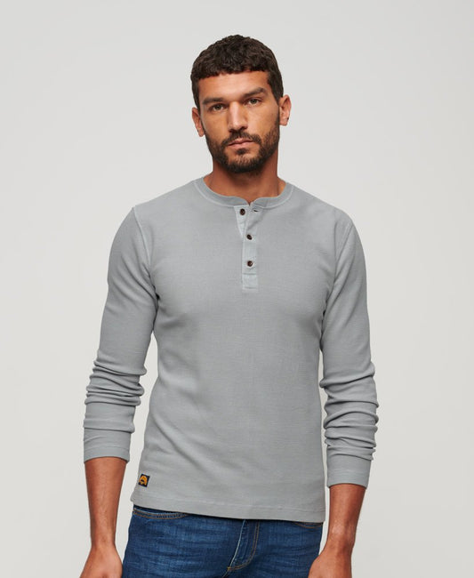 Superdry Waffle Long Sleeve Henley Top Superdrt Clothing Long Sleeve tee Waffle Long Sleeve Henley Top