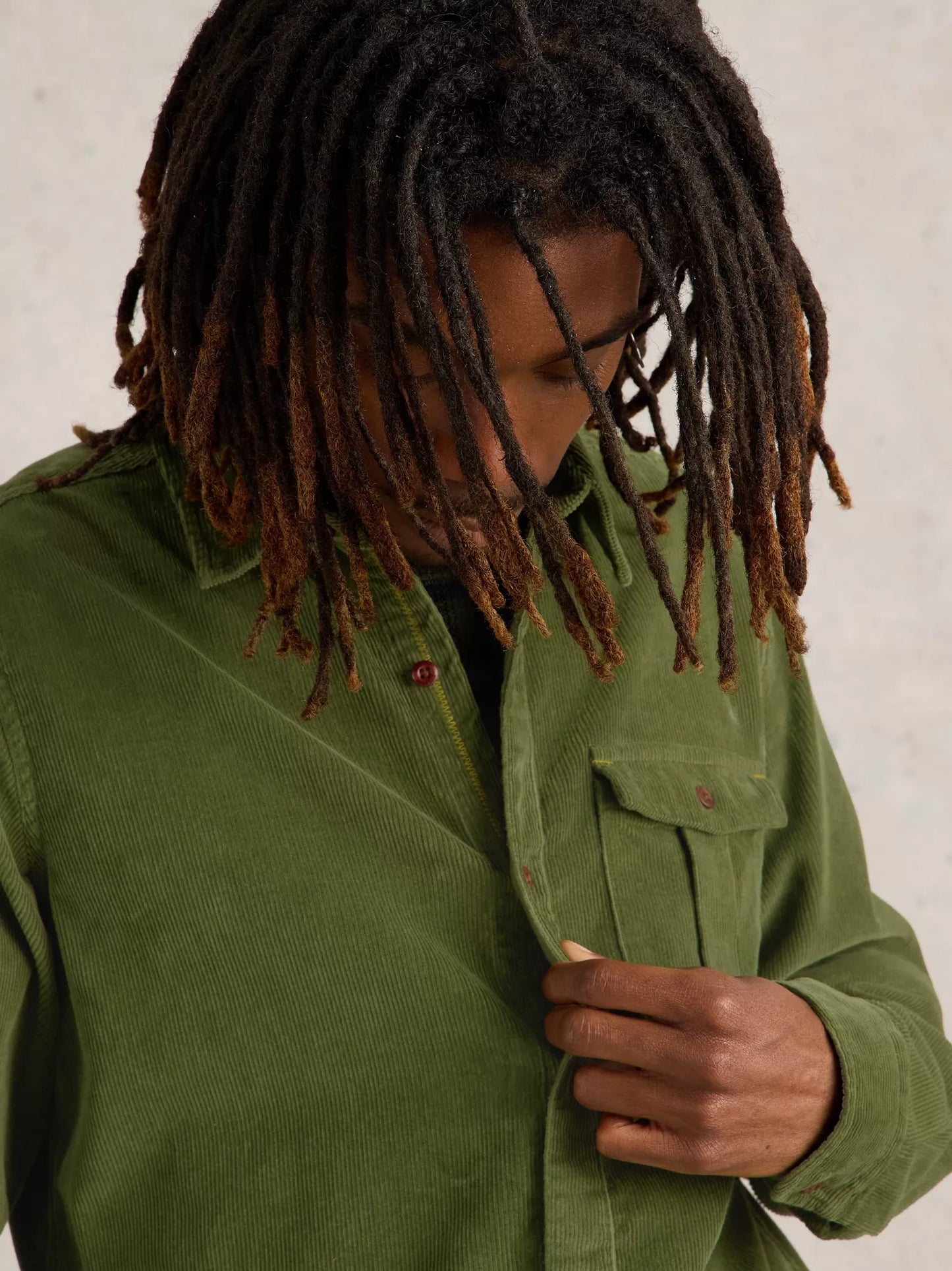 White Stuff Griffin Cord Shirt Mid Green