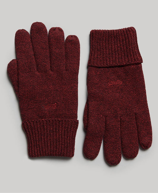 Mens Gloves Superdry Vintage Logo Classic Gloves Dark Red Grit Superdry Clothing 