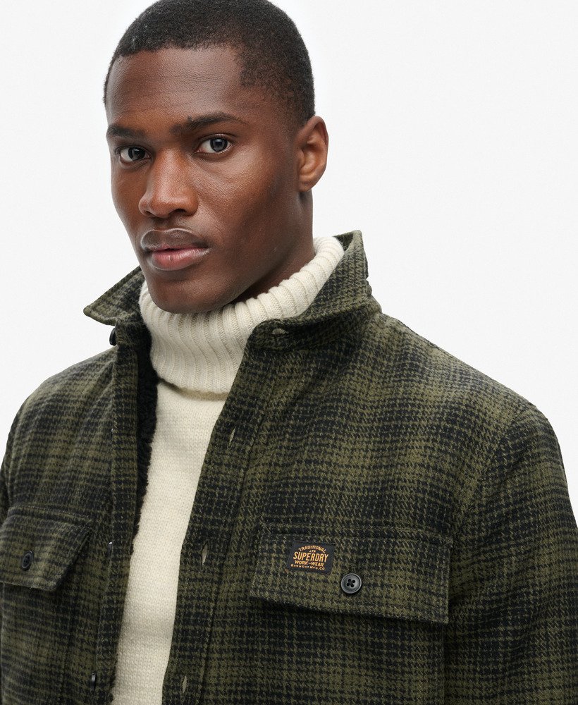 Superdry Wool Miller Overshirt Haze Ombre Olive