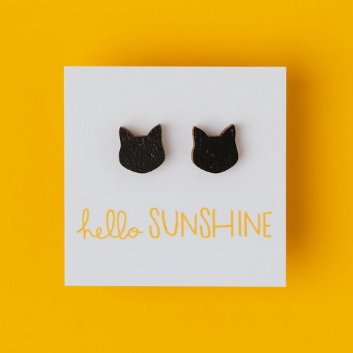 Hello Sunshine Black Cat Stud Earrings