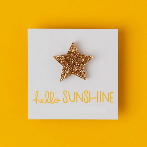 Hello Sunshine Gold Glitter Lapel Pin