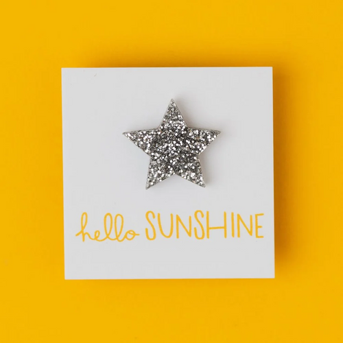 Hello Sunshine Silver Glitter Lapel Pin