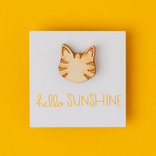 Hello Sunshine Tabby Cat Lapel Pin