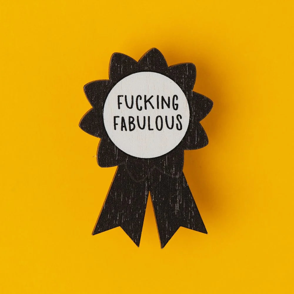 Hello Sunshine Black Rude Rosette Lapel Pin