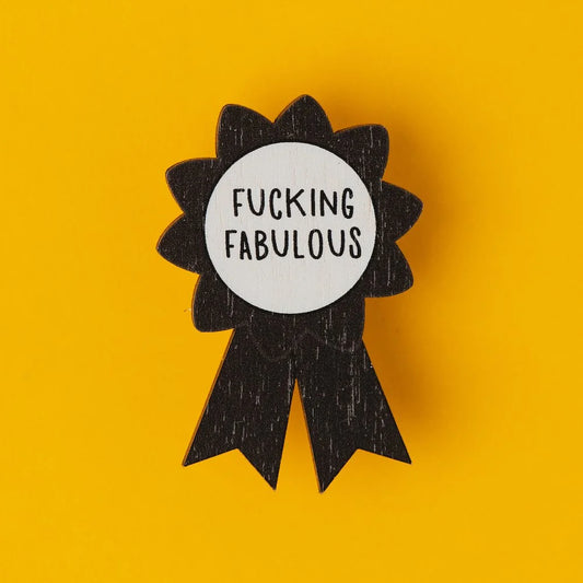 Hello Sunshine Black Rude Rosette Lapel Pin