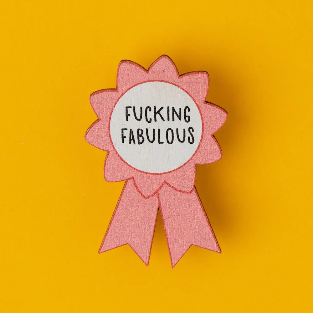 Hello Sunshine Pink Rude Rosette Lapel Pin