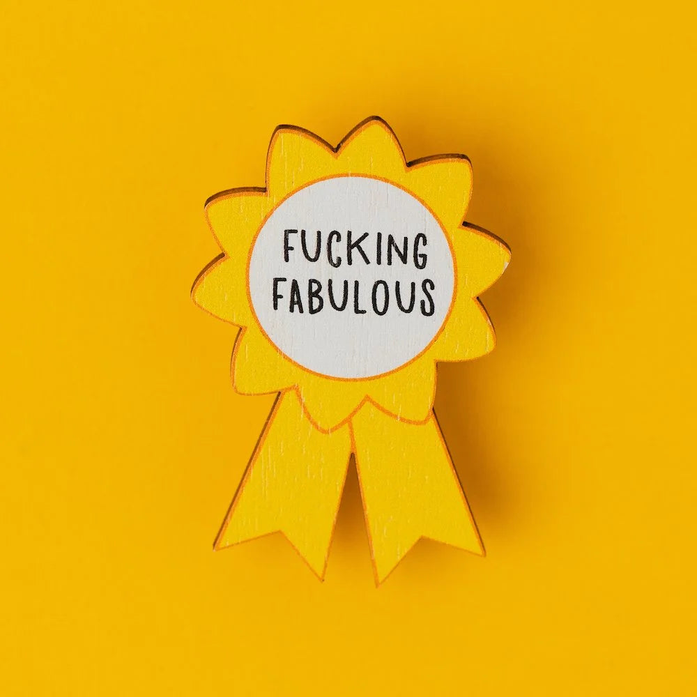 Hello Sunshine Yellow Rude Rosette Lapel Pin