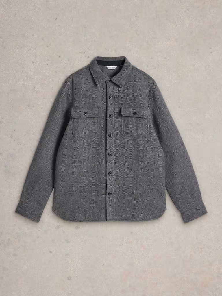 White Stuff Darwen Herringbone Overshirt Grey