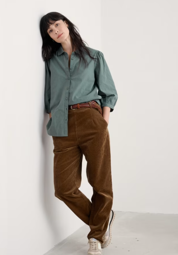 Seasalt Hope Cottage Organic Cotton Check Blouse Cliff