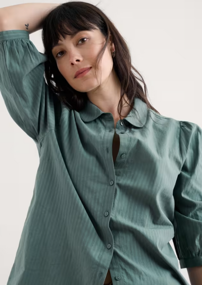 Seasalt Hope Cottage Organic Cotton Check Blouse Cliff