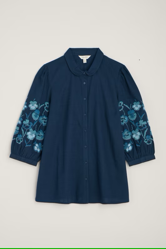 Seasalt Hope Cottage Embroidered Blouse Maritime