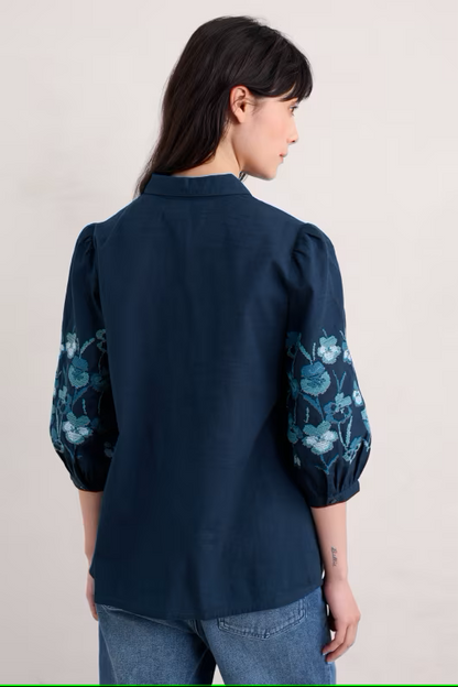 Seasalt Hope Cottage Embroidered Blouse Maritime