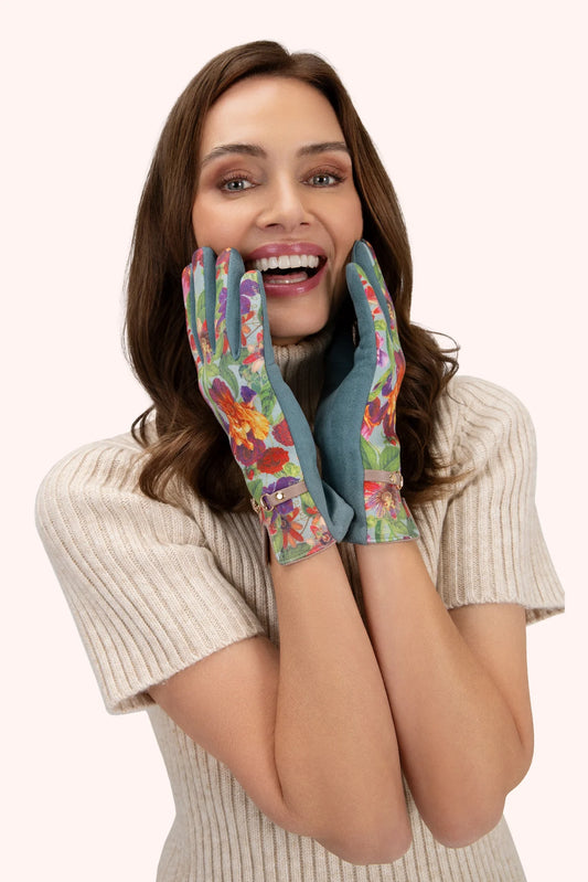Powder Kylie Faux Suede Gloves in Ice