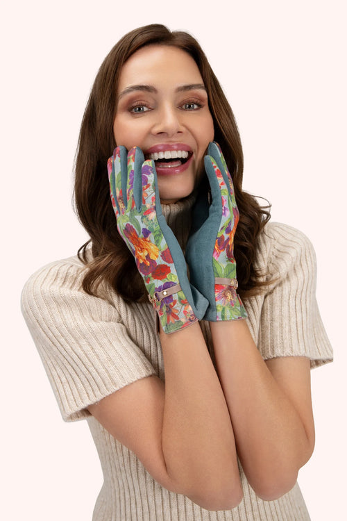 Powder Kylie Faux Suede Gloves in Ice