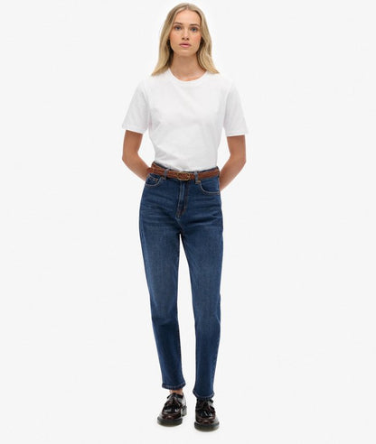 Superdry Organic Cotton High Rise Mom Jeans Deep Indigo Denim