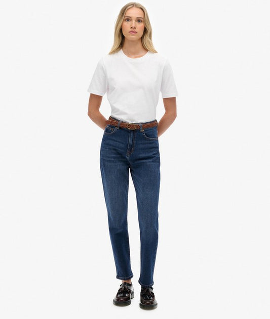 Superdry Organic Cotton High Rise Mom Jeans Deep Indigo Denim