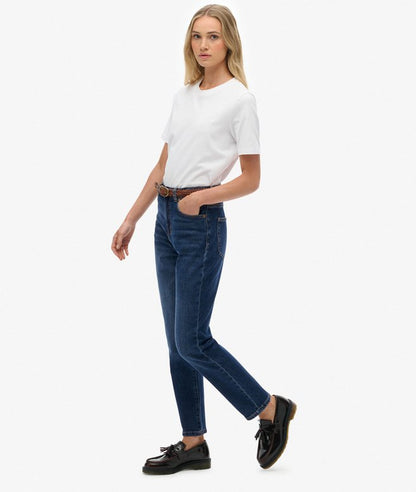 Superdry Organic Cotton High Rise Mom Jeans Deep Indigo Denim