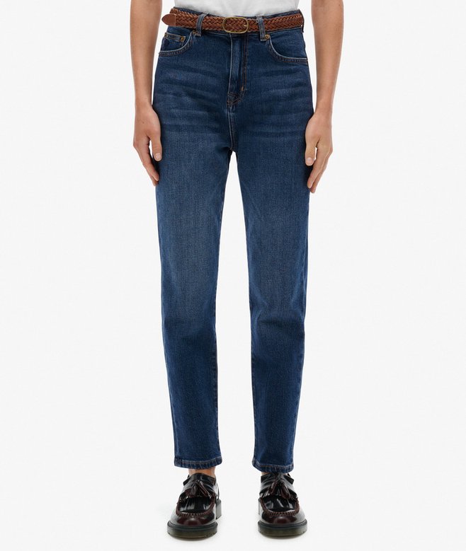 Superdry Organic Cotton High Rise Mom Jeans Deep Indigo Denim