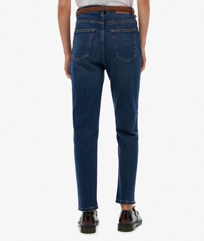 Superdry Organic Cotton High Rise Mom Jeans Deep Indigo Denim