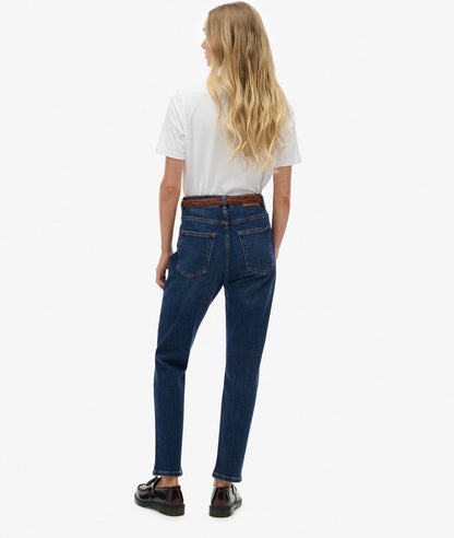 Superdry Organic Cotton High Rise Mom Jeans Deep Indigo Denim