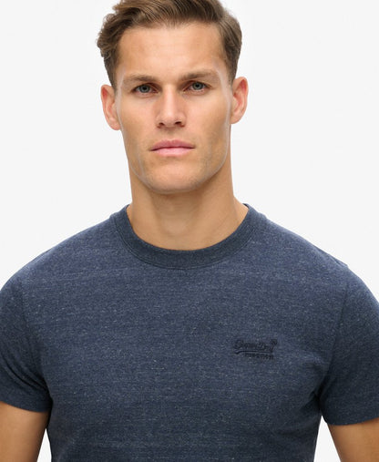 Superdry T-shirt Superdry Men's Organic Cotton Essential Logo T-Shirt Dark Indigo Blue Marl Superdry Clothing Buy 3 Essential Logo T-Shirts For £50
