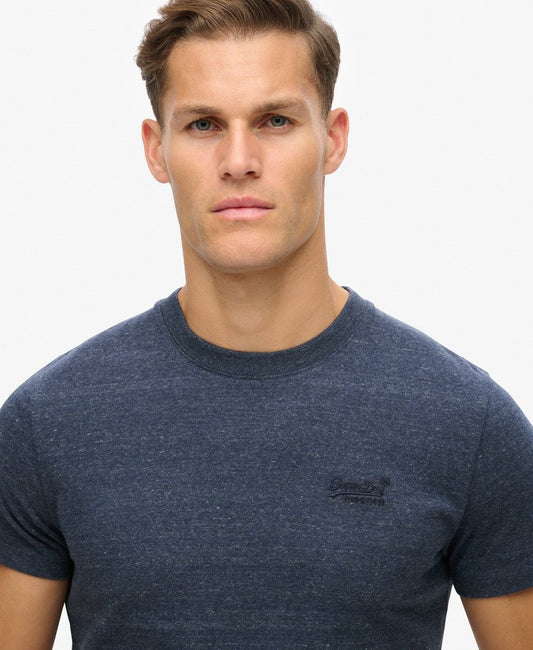 Superdry T-shirt Superdry Men's Organic Cotton Essential Logo T-Shirt Dark Indigo Blue Marl Superdry Clothing Buy 3 Essential Logo T-Shirts For £50