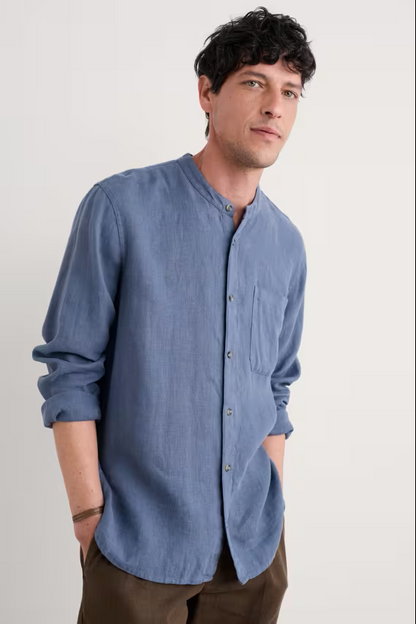 Seasalt Men's Porlock Linen Shirt Vintage Indigo