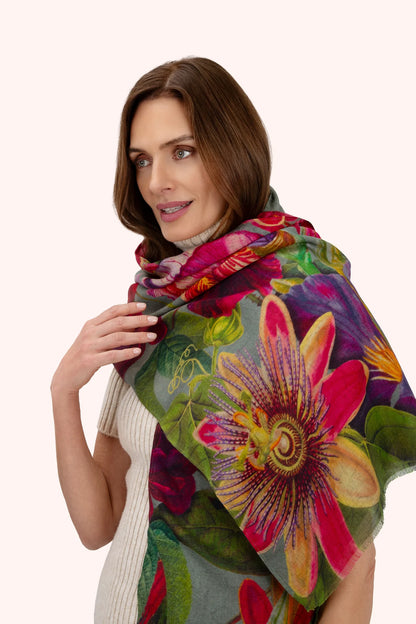 Powder Winter Iris in Ice Wool Wrap Scarf