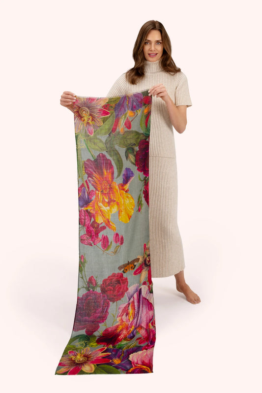 Powder Winter Iris in Ice Wool Wrap Scarf