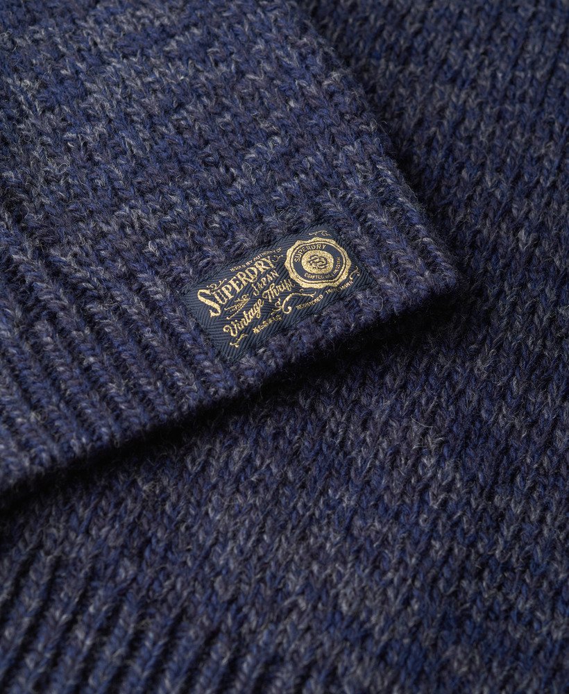 Superdry Cable Mock Neck Jumper Island Navy Twist