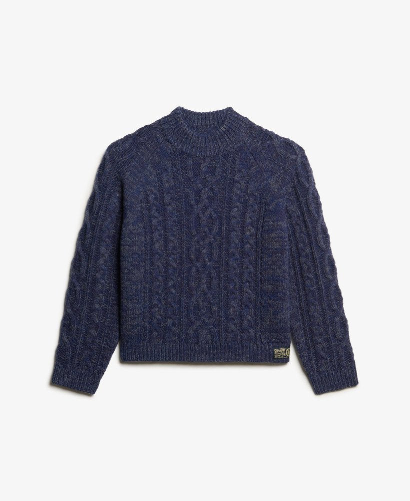 Superdry Cable Mock Neck Jumper Island Navy Twist